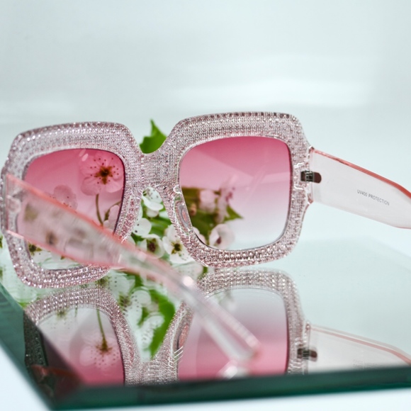 "Morning Princees" Rhinestones Frame Pink Lenses - Picture 3 of 8